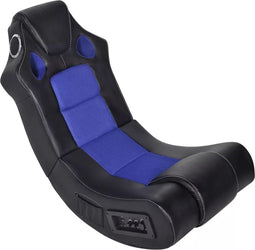 vidaXL - Schommelstoel - met - muziek - kunstleer - zwart - en - blauw