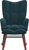 vidaXL - Schommelstoel - met - voetenbank - fluweel - blauw