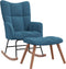 vidaXL - Schommelstoel - met - voetenbank - fluweel - blauw