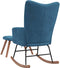 vidaXL - Schommelstoel - met - voetenbank - fluweel - blauw