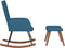 vidaXL - Schommelstoel - met - voetenbank - fluweel - blauw