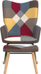 vidaXL - Schommelstoel - met - voetenbank - patchwork - stof