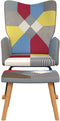 vidaXL - Schommelstoel - met - voetenbank - patchwork - stof