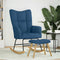 vidaXL - Schommelstoel - met - voetenbank - stof - blauw