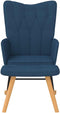 vidaXL - Schommelstoel - met - voetenbank - stof - blauw