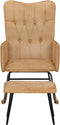 vidaXL - Schommelstoel - met - voetensteun - in - vintage - stijl - canvas - crème
