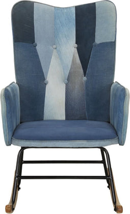 vidaXL - Schommelstoel - patchwork - canvas - blauw - denim