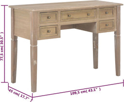 vidaXL - Schrijftafel - 109,5x45x77,5 - cm - hout - bruin