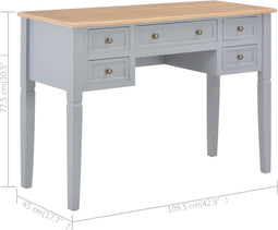 vidaXL - Schrijftafel - 109,5x45x77,5 - cm - hout - grijs