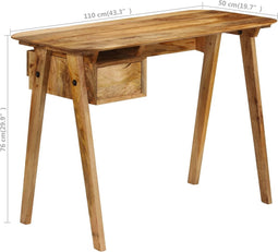 vidaXL - Schrijftafel - 110x50x76 - cm - massief - mangohout