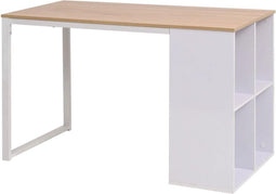 vidaXL - Schrijftafel - 120x60x75 - cm - eikenkleur - en - wit