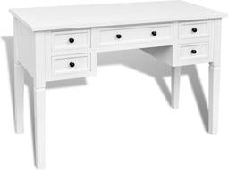 vidaXL - Schrijftafel - met - 5 - lades - wit