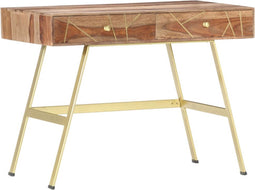 vidaXL - Schrijftafel - met - lades - 100x55x75 - cm - massief - sheeshamhout
