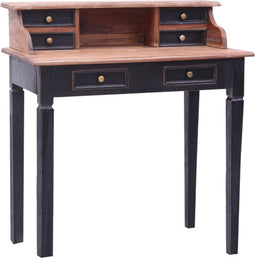 vidaXL - Schrijftafel - met - lades - 90x50x101 - cm - massief - mahoniehout