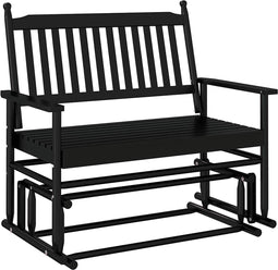 vidaXL - Schuifbankje - 118x70x104,5 - cm - massief - populierenhout - zwart