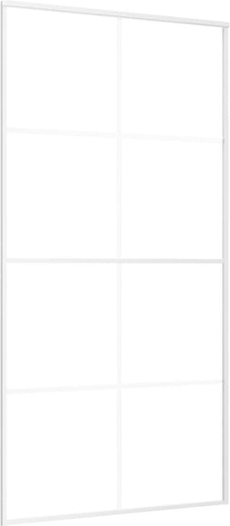 vidaXL - Schuifdeur - 102,5x205 - cm - ESG-glas - en - aluminium - wit