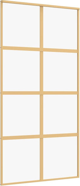 vidaXL - Schuifdeur - 102,5x205 - cm - helder - ESG-glas - en - aluminium - goudkleur