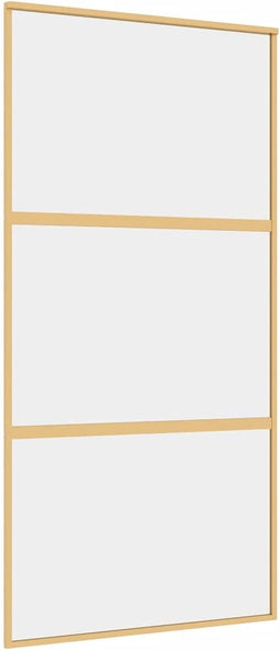 vidaXL - Schuifdeur - 102,5x205 - cm - helder - ESG-glas - en - aluminium - goudkleur