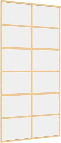 vidaXL - Schuifdeur - 102,5x205 - cm - helder - ESG-glas - en - aluminium - goudkleur