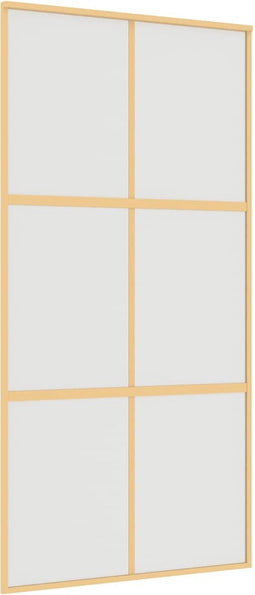 vidaXL - Schuifdeur - 102,5x205 - cm - mat - ESG-glas - en - aluminium - goudkleurig