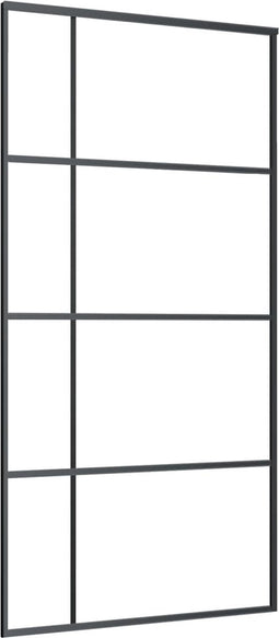 vidaXL - Schuifdeur - 102,5x205 - cm - mat - ESG-glas - en - aluminium - zwart