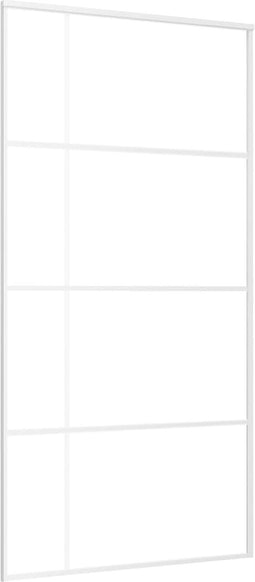 vidaXL - Schuifdeur - 102,5x205 - cm - mat - ESG-glas - en - aluminium - wit