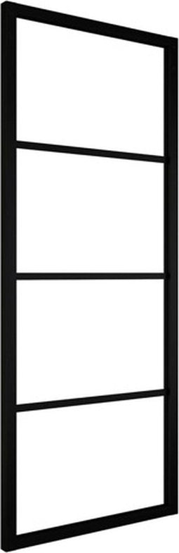 vidaXL - Schuifdeur - 76x205 - cm - aluminium - en - ESG-glas - zwart