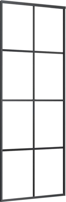 vidaXL - Schuifdeur - 76x205 - cm - aluminium - en - ESG-glas - zwart