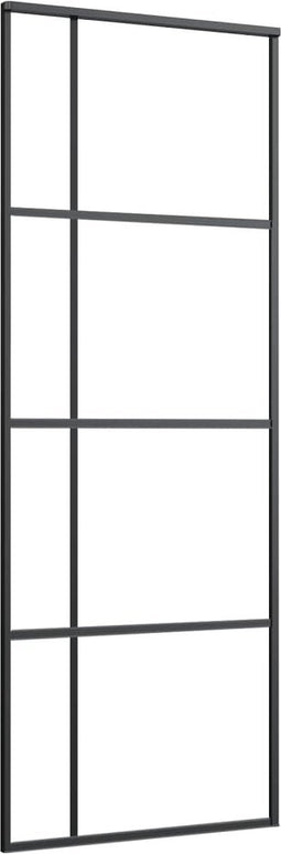 vidaXL - Schuifdeur - 76x205 - cm - ESG-glas - en - aluminium - zwart