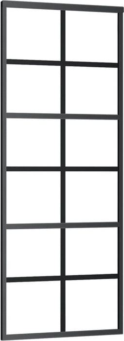 vidaXL - Schuifdeur - 76x205 - cm - ESG-glas - en - aluminium - zwart