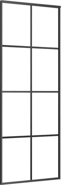 vidaXL - Schuifdeur - 76x205 - cm - ESG-glas - en - aluminium - zwart
