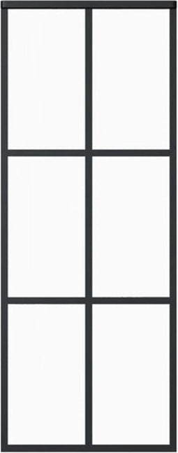 vidaXL - Schuifdeur - 76x205 - cm - ESG-glas - en - aluminium - zwart