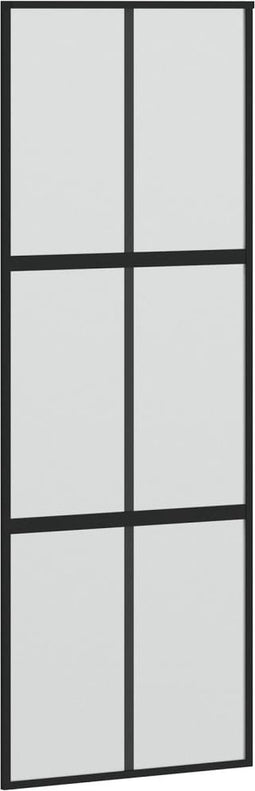 vidaXL - Schuifdeur - 76x205 - cm - gehard - glas - en - aluminium - zwart