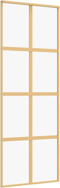 vidaXL - Schuifdeur - 76x205 - cm - helder - ESG-glas - en - aluminium - goudkleurig