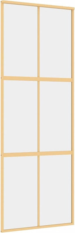 vidaXL - Schuifdeur - 76x205 - cm - helder - ESG-glas - en - aluminium - goudkleurig