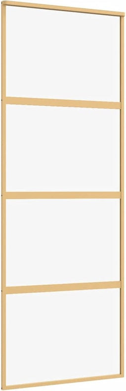 vidaXL - Schuifdeur - 76x205 - cm - helder - ESG-glas - en - aluminium - goudkleurig