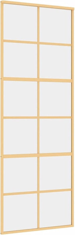 vidaXL - Schuifdeur - 76x205 - cm - helder - ESG-glas - en - aluminium - goudkleurig