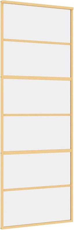 vidaXL - Schuifdeur - 76x205 - cm - helder - ESG-glas - en - aluminium - goudkleurig