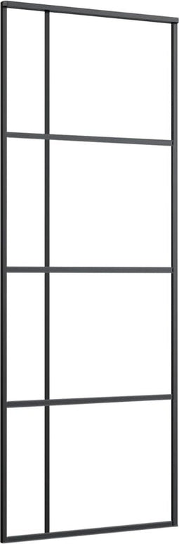 vidaXL - Schuifdeur - 76x205 - cm - mat - ESG-glas - en - aluminium - zwart