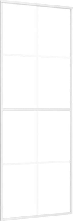 vidaXL - Schuifdeur - 76x205 - cm - mat - ESG-glas - en - aluminium - wit