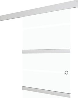 vidaXL - Schuifdeur - 76x212 - cm - ESG-glas - en - aluminium - zilverkleurig