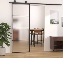 vidaXL - Schuifdeur - 90x205 - cm - ESG-glas - en - aluminium - wit
