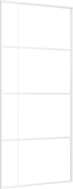 vidaXL - Schuifdeur - 90x205 - cm - ESG-glas - en - aluminium - wit