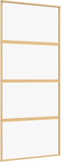 vidaXL - Schuifdeur - 90x205 - cm - helder - ESG-glas - en - aluminium - goudkleurig