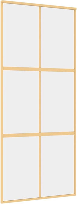 vidaXL - Schuifdeur - 90x205 - cm - helder - ESG-glas - en - aluminium - goudkleurig