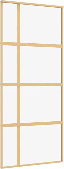 vidaXL - Schuifdeur - 90x205 - cm - helder - ESG-glas - en - aluminium - goudkleurig