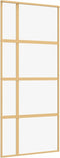 vidaXL - Schuifdeur - 90x205 - cm - helder - ESG-glas - en - aluminium - goudkleurig