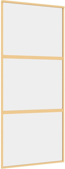 vidaXL - Schuifdeur - 90x205 - cm - helder - ESG-glas - en - aluminium - goudkleurig