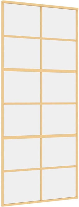 vidaXL - Schuifdeur - 90x205 - cm - helder - ESG-glas - en - aluminium - goudkleurig