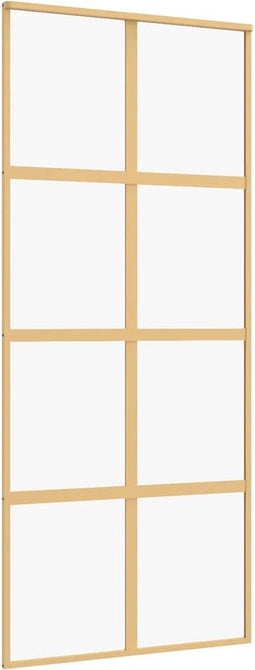 vidaXL - Schuifdeur - 90x205 - cm - helder - ESG-glas - en - aluminium - goudkleurig
